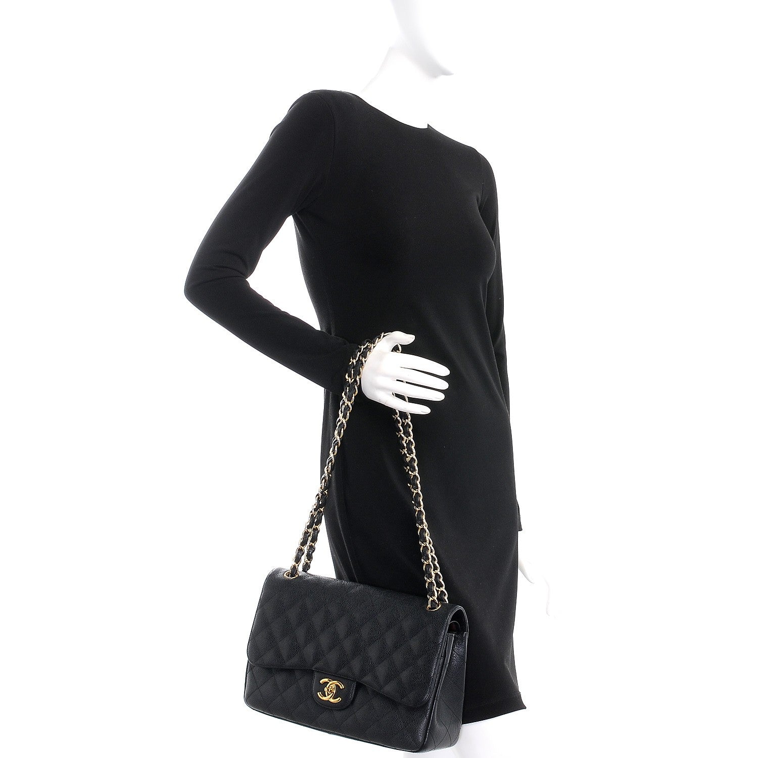 Chanel Caviar Quilted Jumbo Double Flap Black 2 of 18