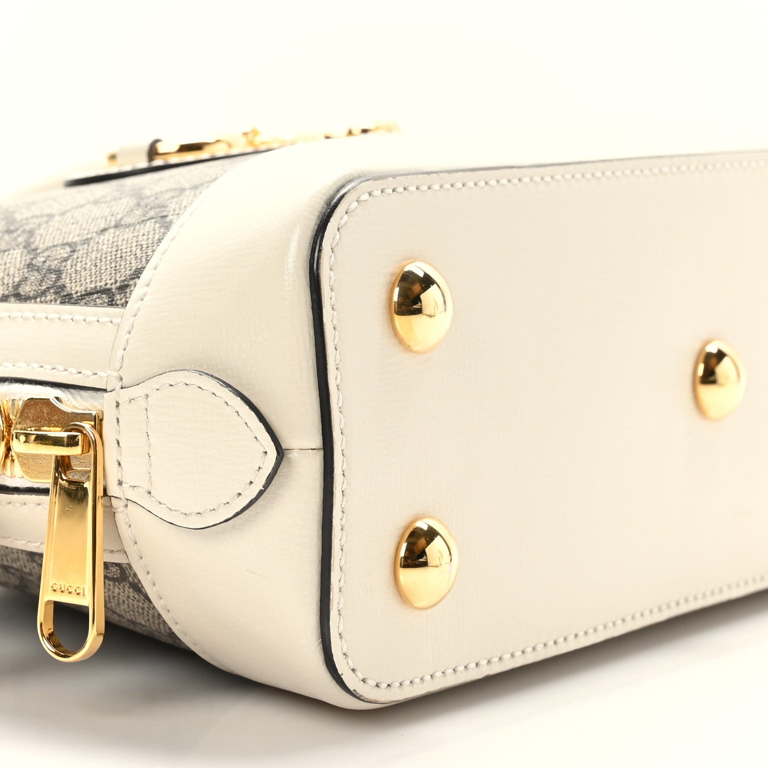 Gucci GG Supreme Monogram Azalea Calfskin Small Horsebit 1955 Top Handle Bag Beige Ebony Mystic White 8 of 9