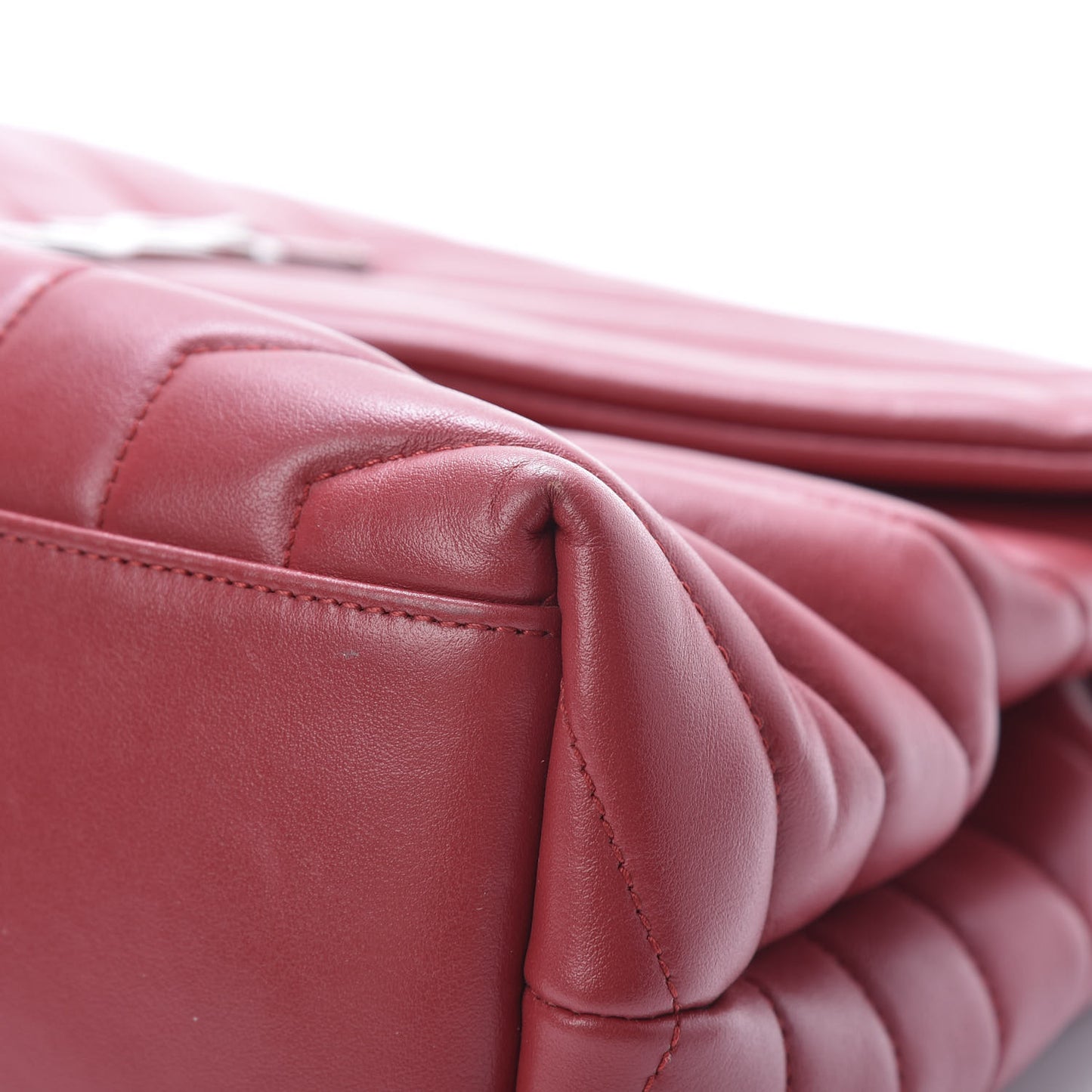 Calfskin Y Quilted Monogram Medium Loulou Chain Satchel Lipstick Red