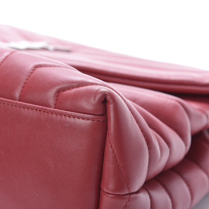 Saint Laurent Calfskin Y Quilted Monogram Medium Loulou Chain Satchel Lipstick Red 10 of 17