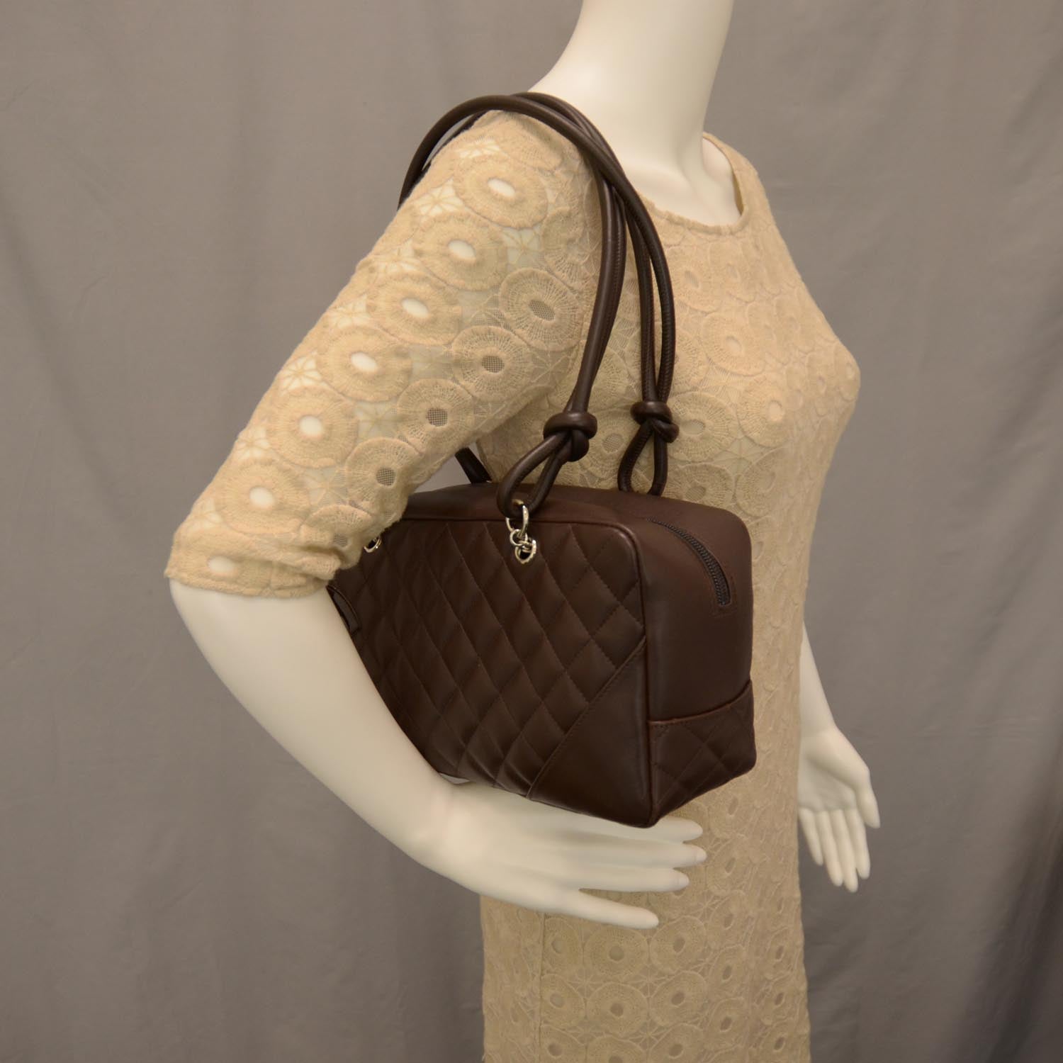 Chanel Calfskin Quilted Large Cambon Bowler Dark Brown 2 of 9
