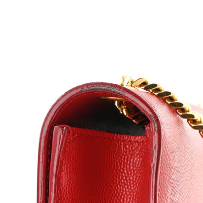 Saint Laurent Grain De Poudre Small Monogram Kate Satchel Red 18 of 20