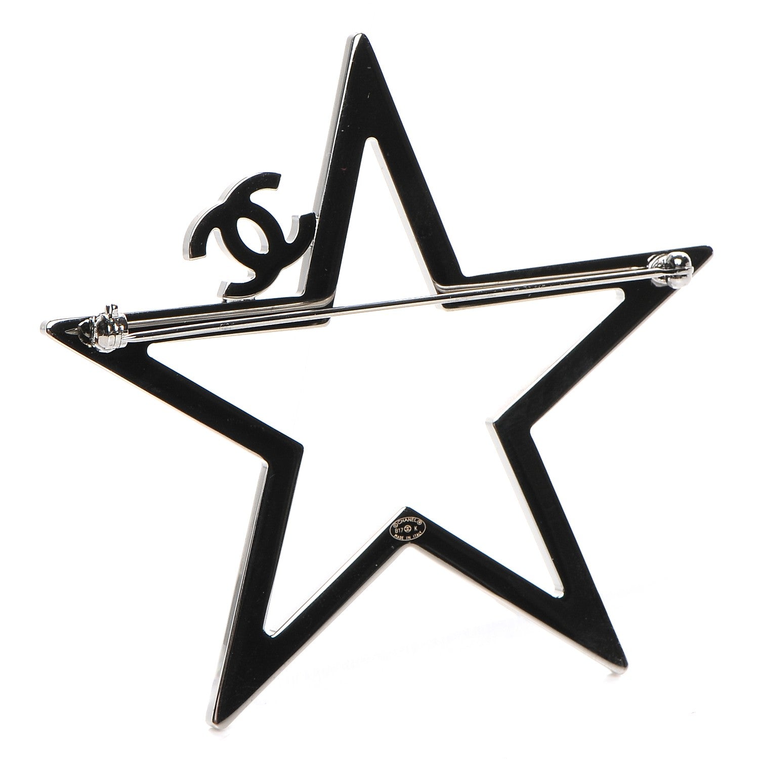 Chanel Ruthenium Crystal Star CC Brooch 3 of 5