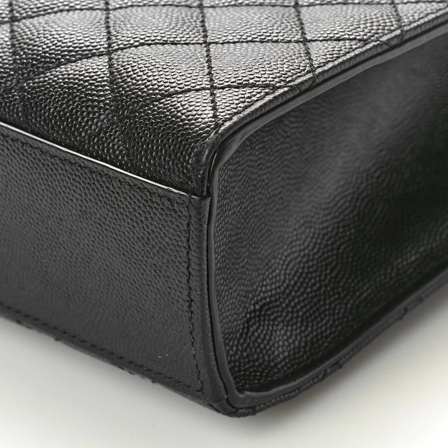 Grain De Poudre Textured Mixed Matelasse Large Triquilt Monogram Satchel Black