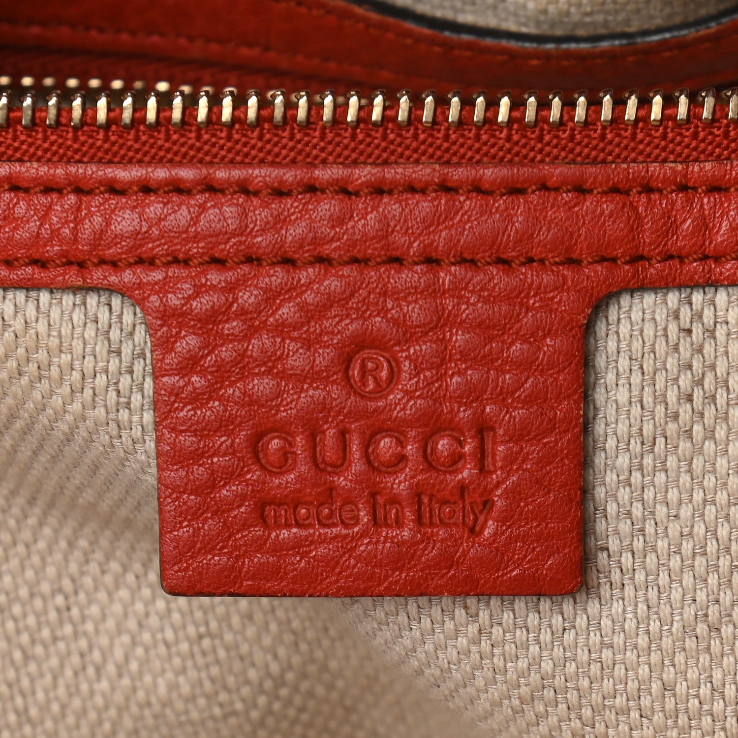 Gucci Pebbled Calfskin Medium Soho Shoulder Bag Red 6 of 13