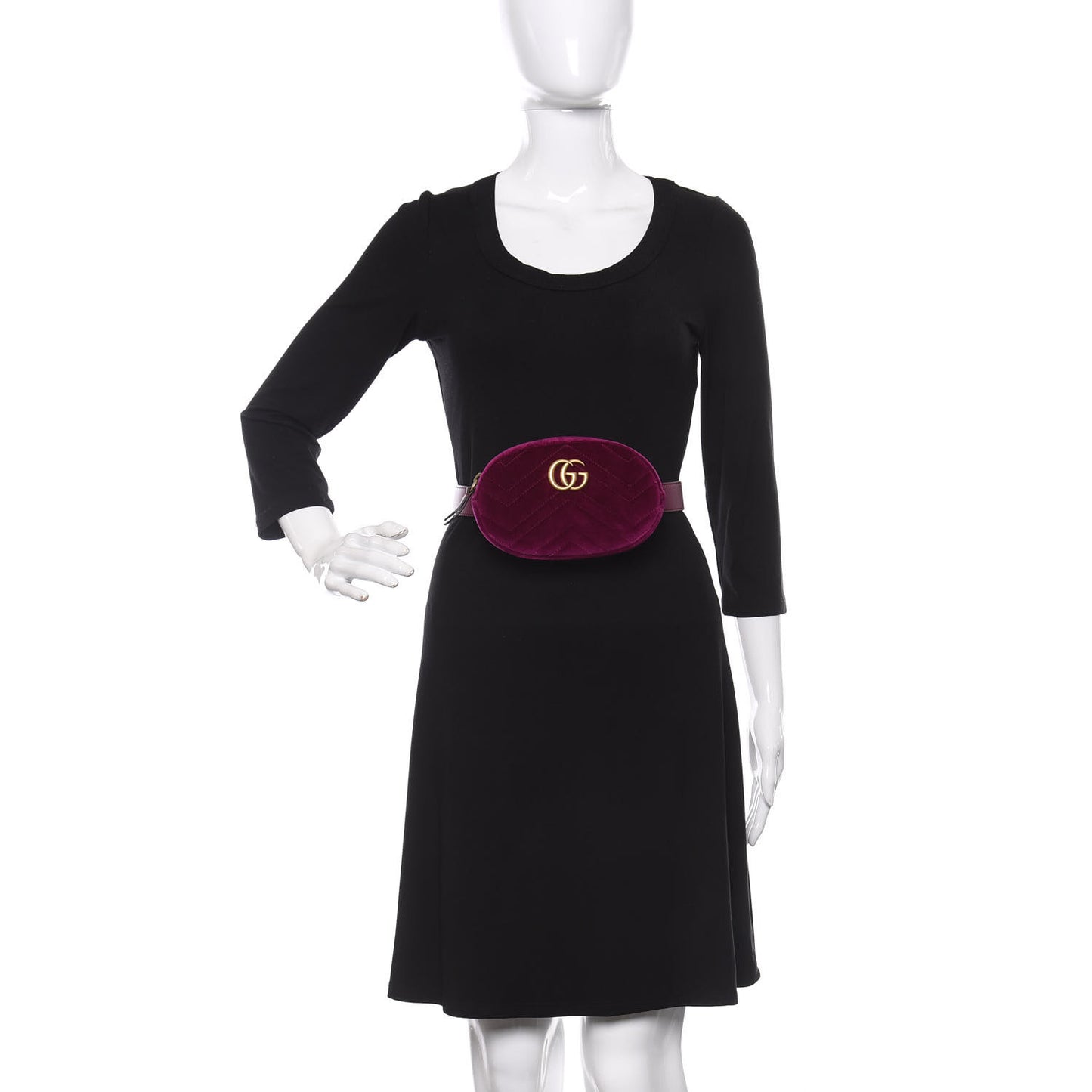 Velvet Matelasse GG Marmont Belt Bag 85 34 Fuchsia Violet Cyclamen