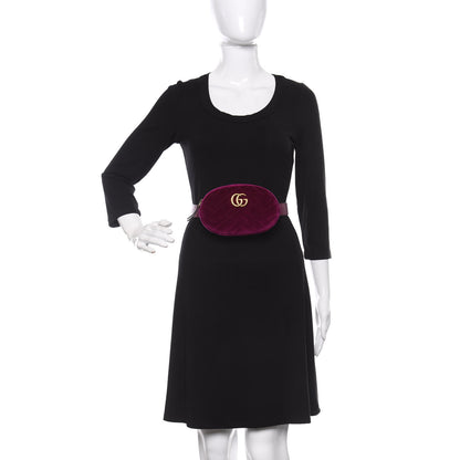 Gucci Velvet Matelasse GG Marmont Belt Bag 85 34 Fuchsia Violet Cyclamen 2 of 11