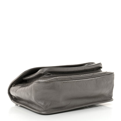Saint Laurent Crinkled Calfskin Matelasse Monogram Medium Niki Chain Satchel Fog 4 of 12