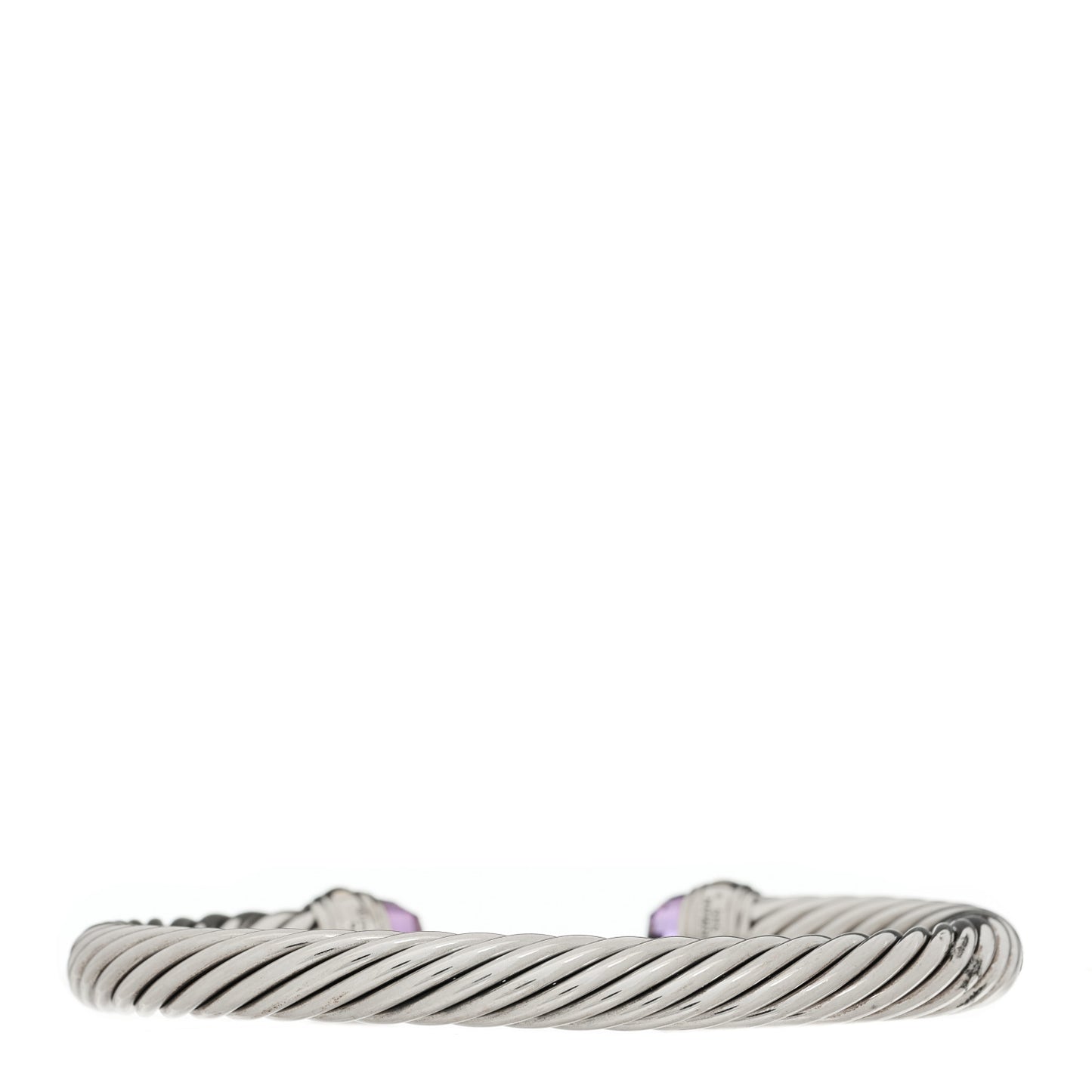 Sterling Silver 14K Yellow Gold Amethyst 7mm Cable Classics Bracelet