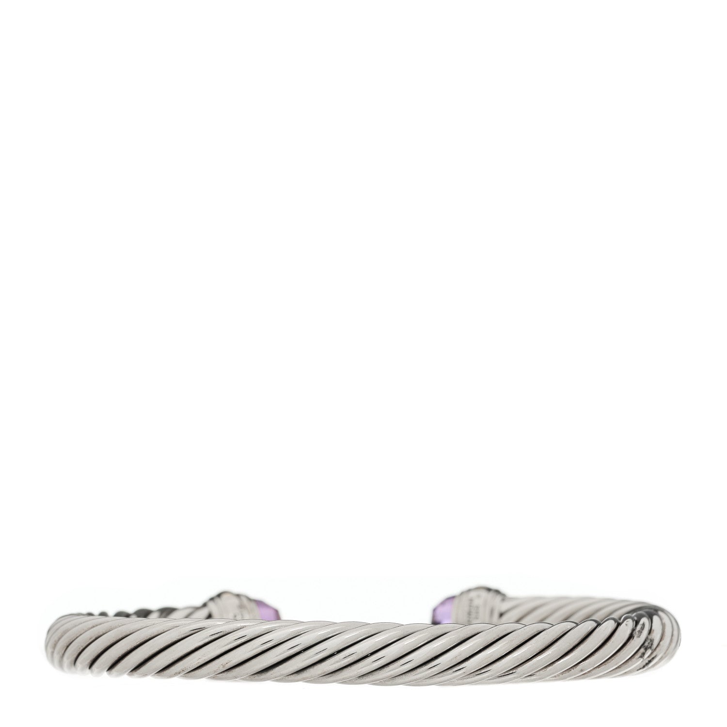 David Yurman Sterling Silver 14K Yellow Gold Amethyst 7mm Cable Classics Bracelet 2 of 3