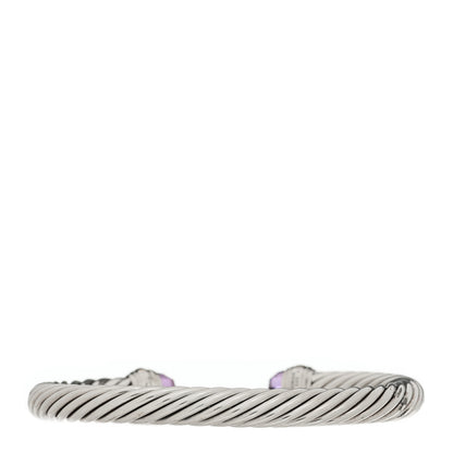 David Yurman Sterling Silver 14K Yellow Gold Amethyst 7mm Cable Classics Bracelet 2 of 3