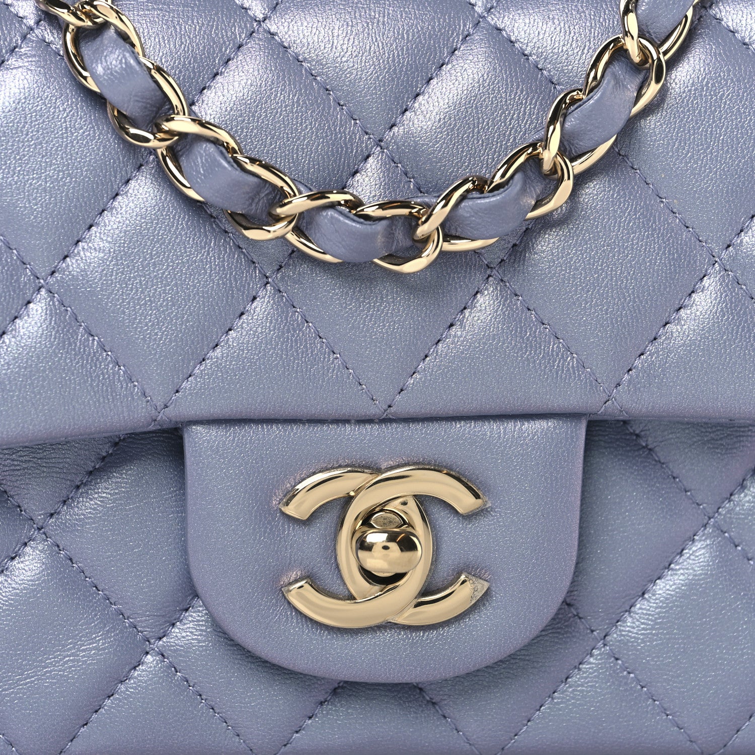Chanel Iridescent Lambskin Quilted Mini Rectangular Flap Light Purple 8 of 10