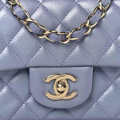Chanel Iridescent Lambskin Quilted Mini Rectangular Flap Light Purple 8 of 10
