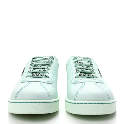 Chanel Calfskin CC Womens Weekender Lace Up Sneakers 40 Light Green 2 of 9