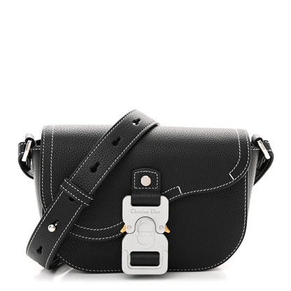 Christian Dior Grained Calfskin Saddle Pouch With Strap Black 1 of 11