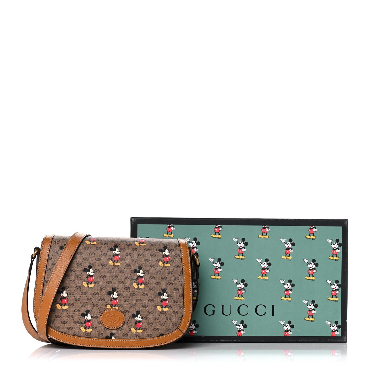 X DISNEY Mini Vintage GG Supreme Monogram Mickey Mouse Small Flap Messenger Bag Beige Vintage Sun Oil
