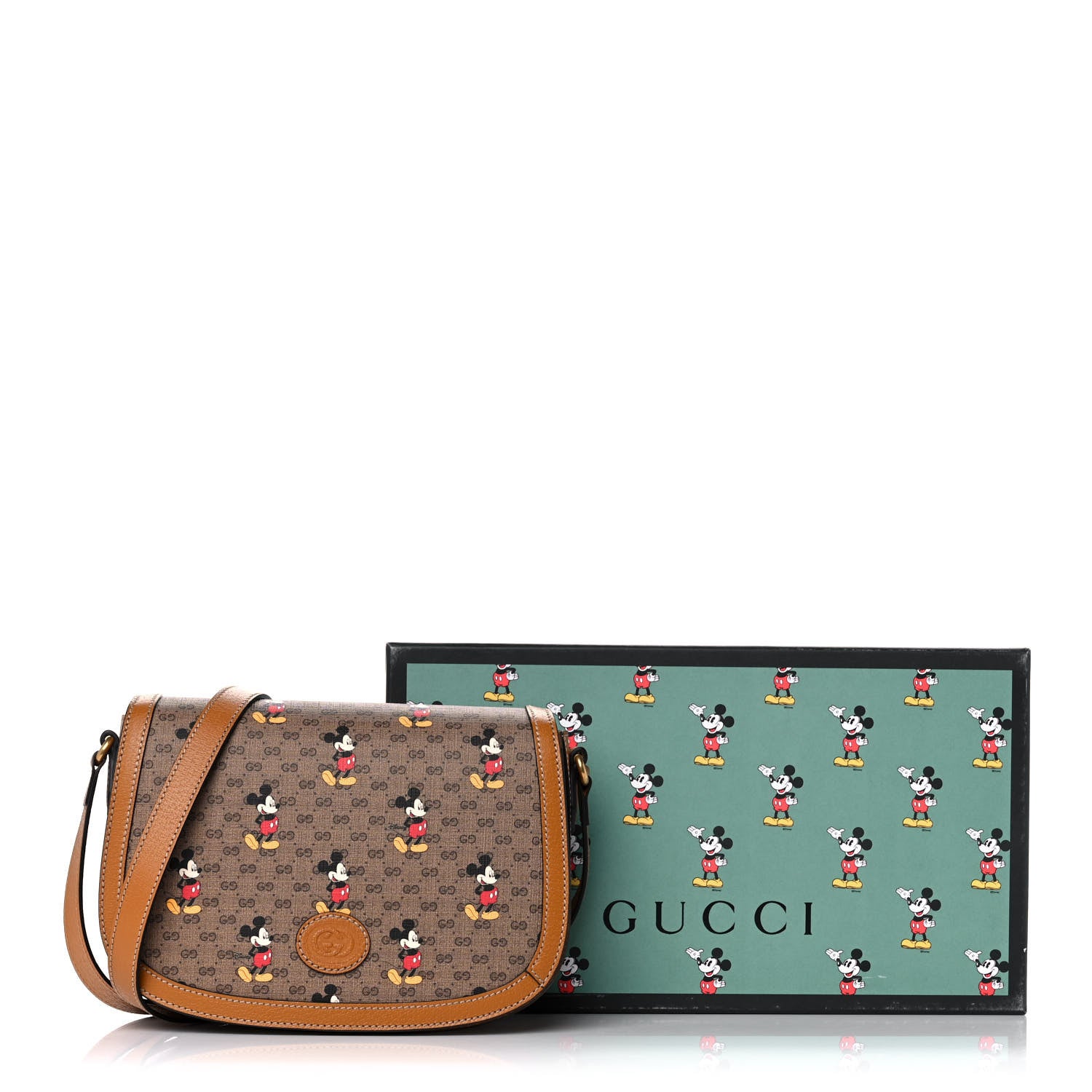 Gucci X DISNEY Mini Vintage GG Supreme Monogram Mickey Mouse Small Flap Messenger Bag Beige Vintage Sun Oil 12 of 12
