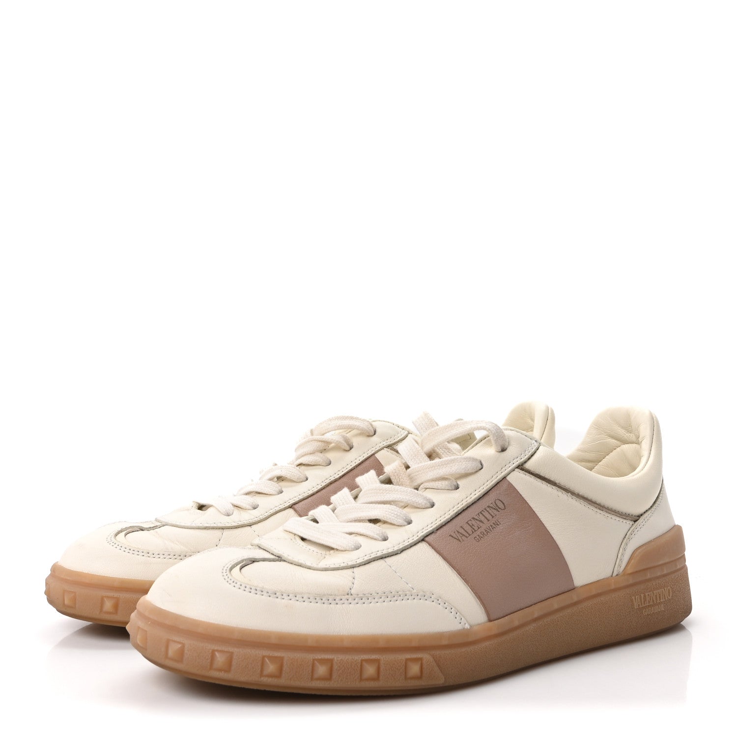 Valentino Garavani Calfskin Nappa Upvillage Sneakers 40 Ivory Rose Cannelle Skin Ambra 4 of 9