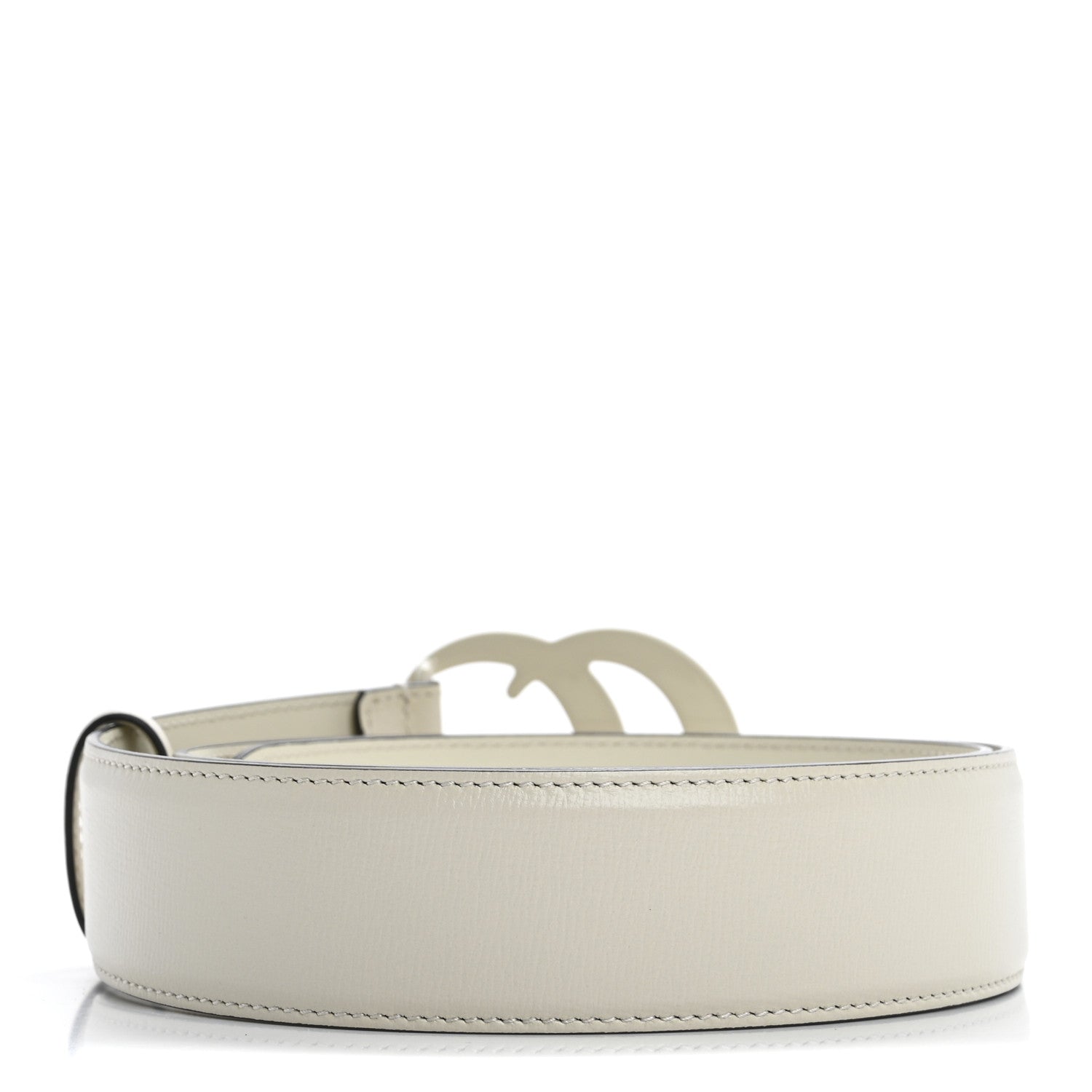 Gucci Azalea Calfskin Enamel Monochrome Double G 40mm Belt 85 34 Mystic White 2 of 8