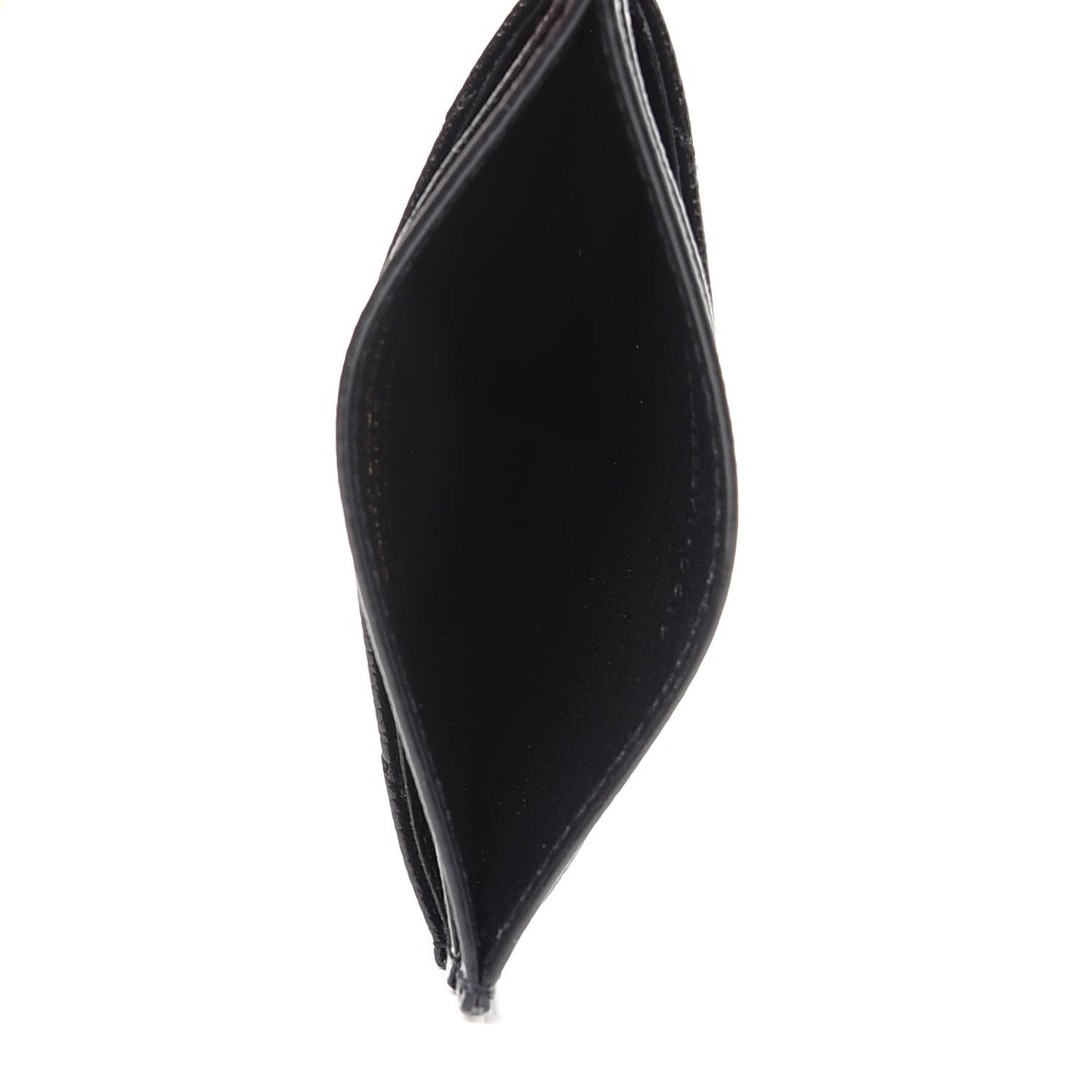 Grain De Poudre Matelasse Chevron Monogram Credit Card Case Black