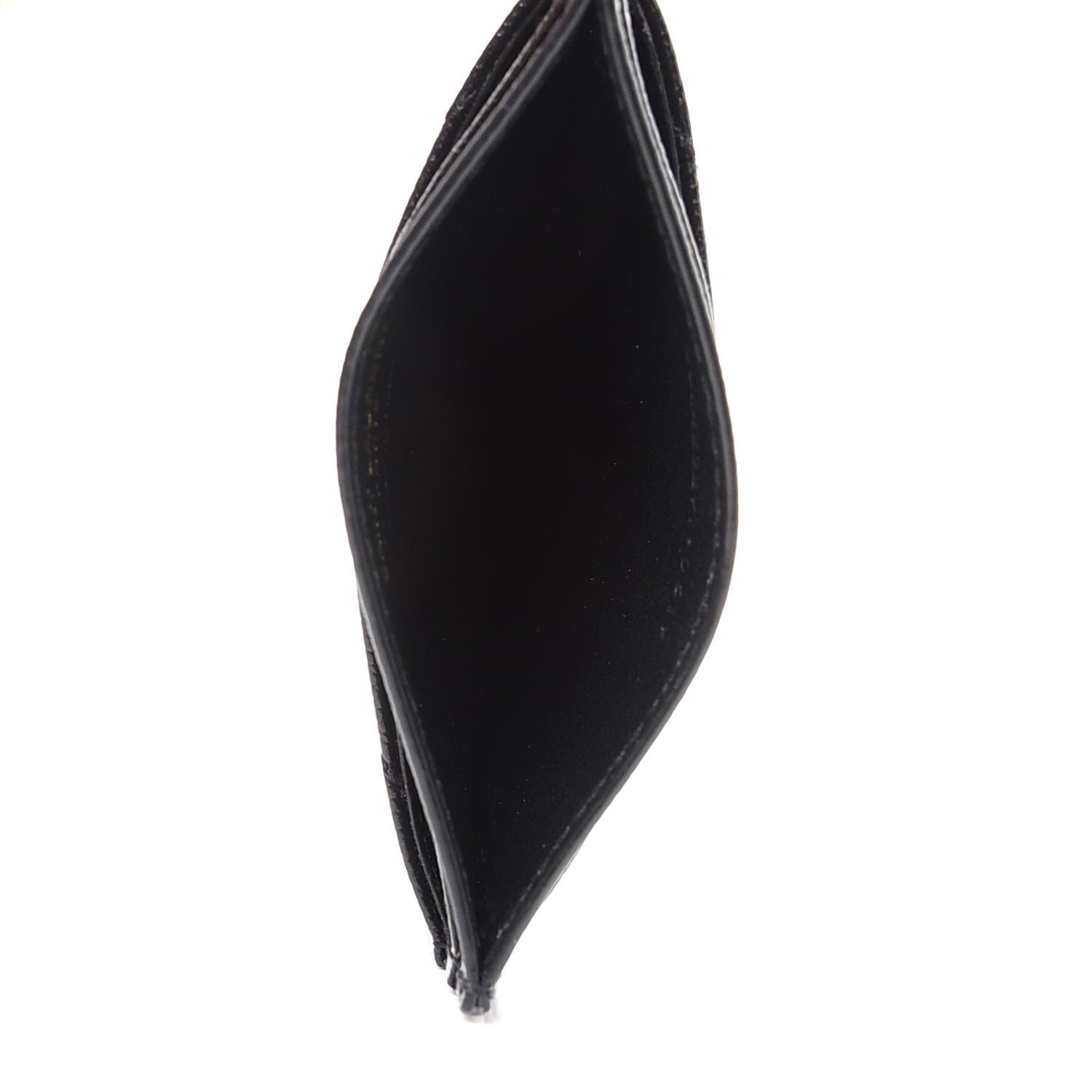 Saint Laurent Grain De Poudre Matelasse Chevron Monogram Credit Card Case Black 5 of 7