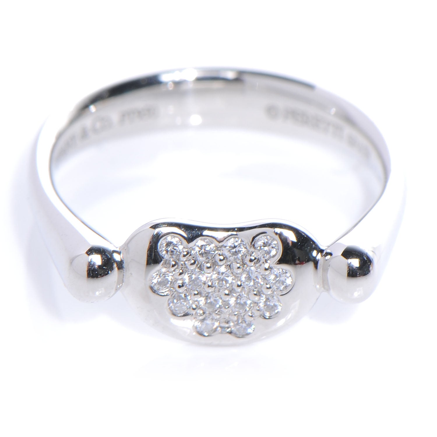 Tiffany Elsa Peretti Platinum Diamond Bean Ring 5 1 of 5