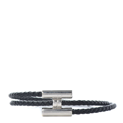 Hermes Swift Double Wrap Cord Tournis Tresse Bracelet T6 Black 1 of 4