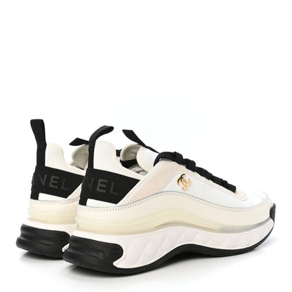 Chanel Velvet Calfskin Mixed Fibers CC Sneakers 38 Ivory Black 4 of 8