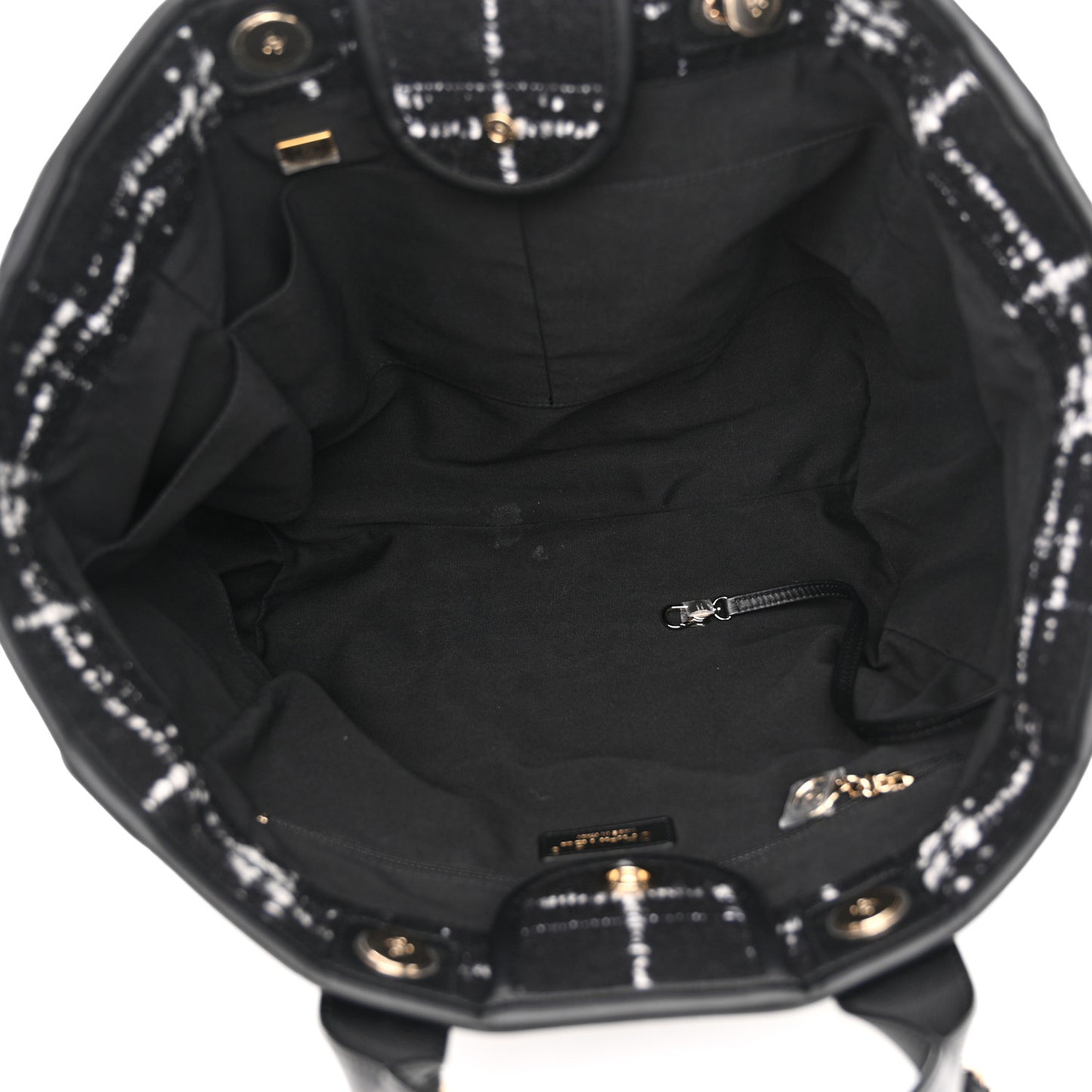 Tweed Medium Deauville Tote Black White Multicolor