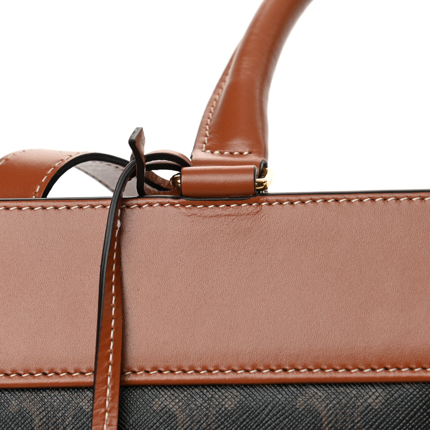 Triomphe Canvas Calfskin Cabas De France Handbag Tan
