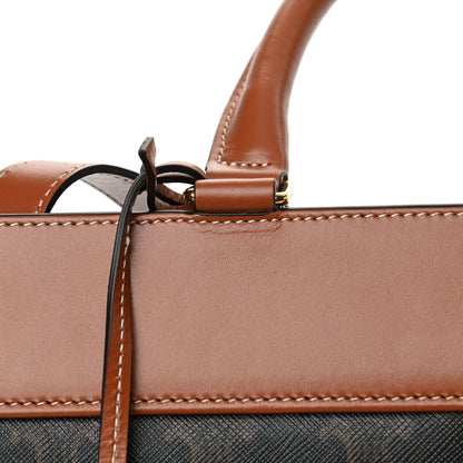 Celine Triomphe Canvas Calfskin Cabas De France Handbag Tan 13 of 15