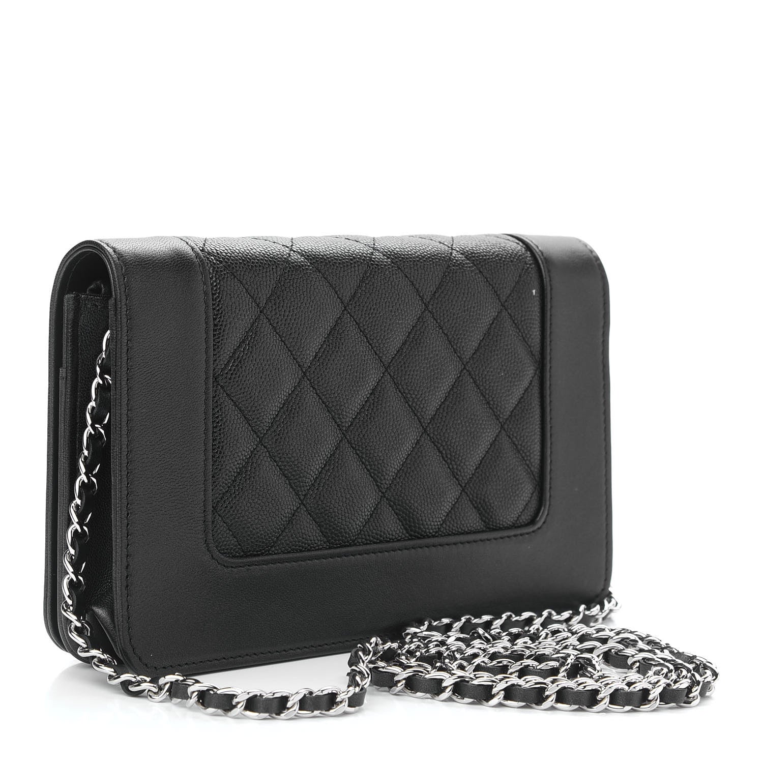 Chanel Caviar Quilted Vintage Mademoiselle Wallet On Chain WOC Black 3 of 9