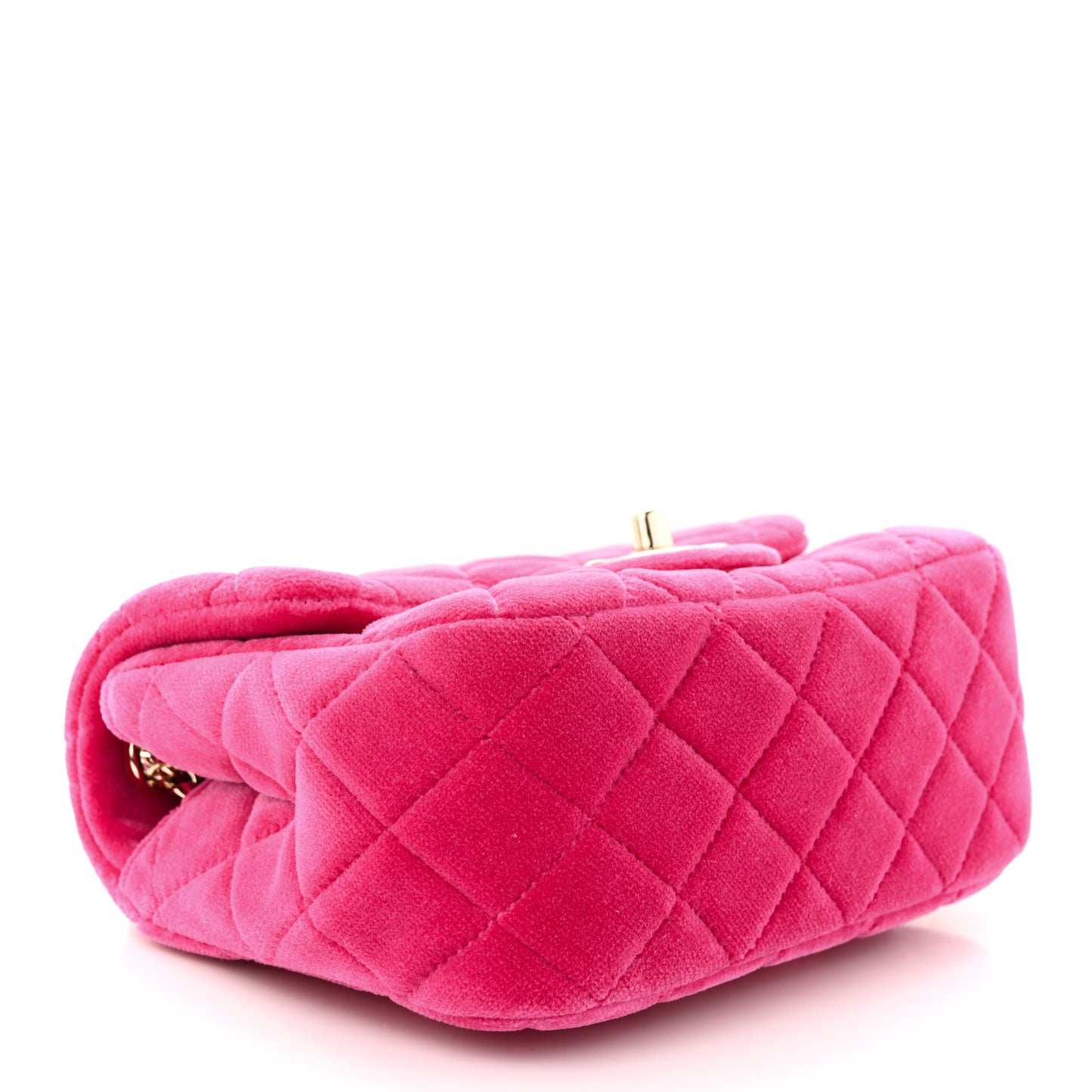 Velvet Quilted Mini Square Pearl Crush Flap Fuchsia