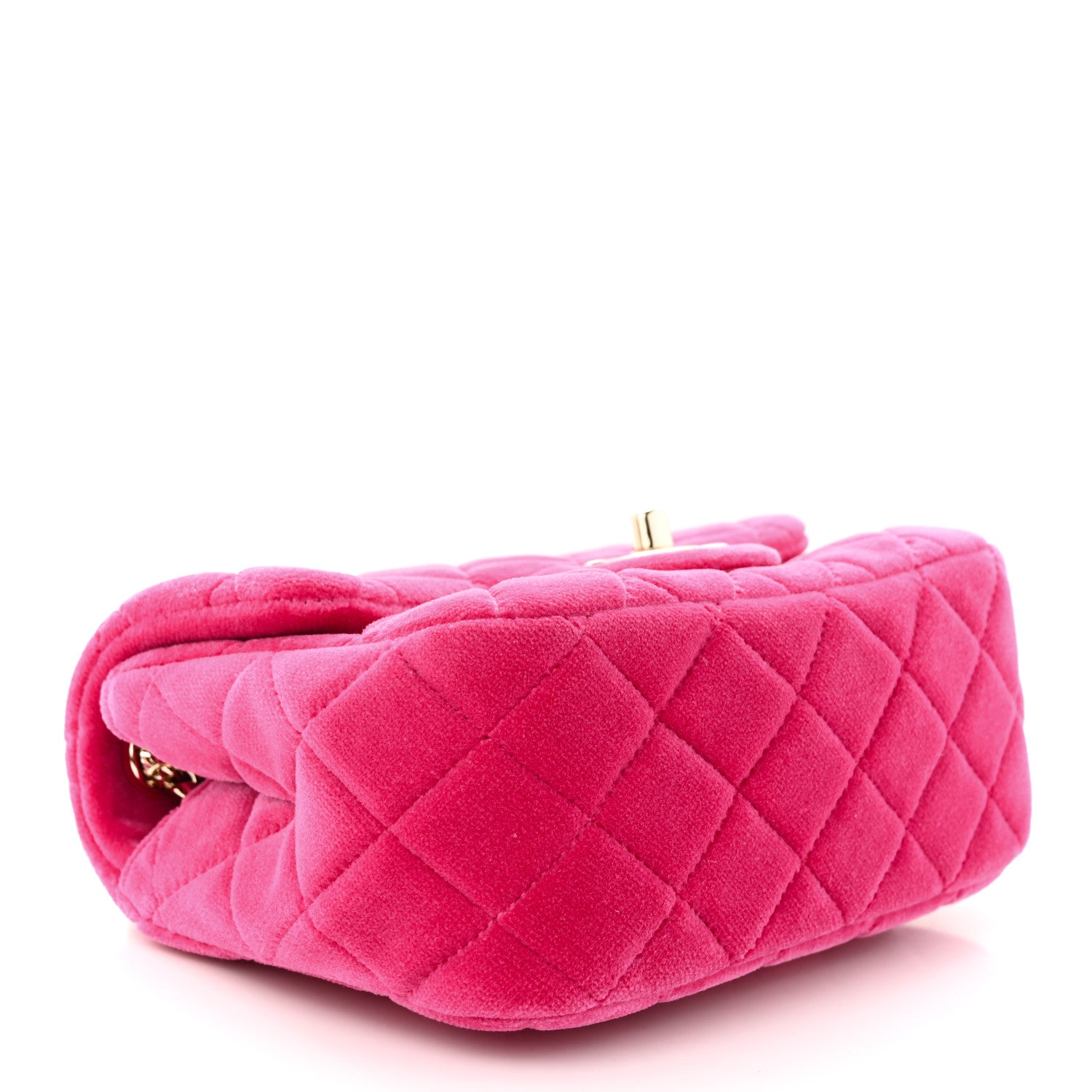 Chanel Velvet Quilted Mini Square Pearl Crush Flap Fuchsia 5 of 11