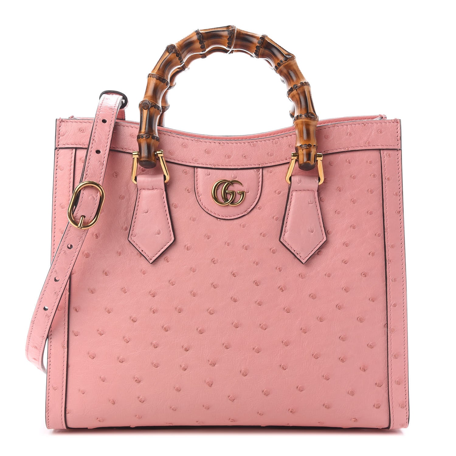 Gucci Ostrich Small Diana Tote Wild Rose Fuxia Fluo 1 of 9