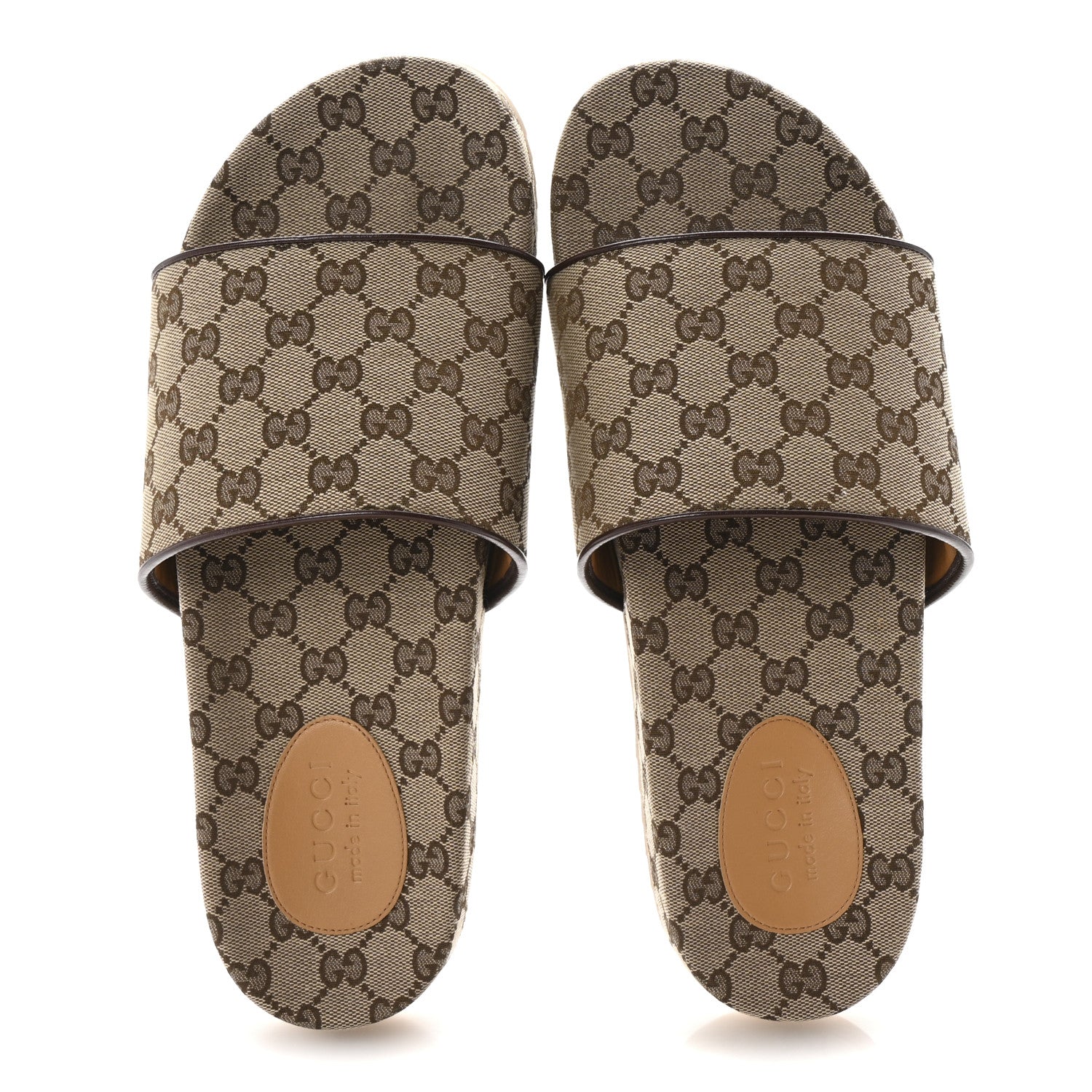 Gucci Canvas GG Monogram Mens Slide Sandals 12 Beige 2 of 10