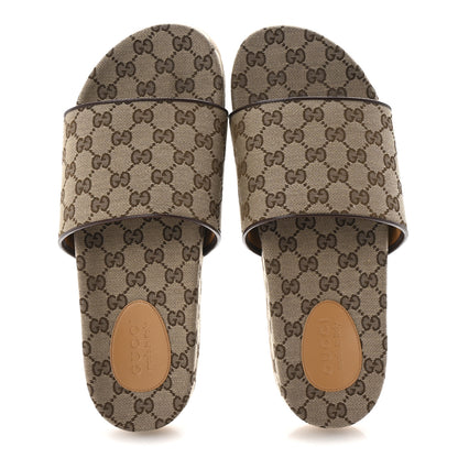 Gucci Canvas GG Monogram Mens Slide Sandals 12 Beige 2 of 10