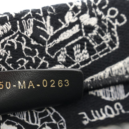 Christian Dior Canvas Embroidered Medium Plan De Paris Book Tote Black White 7 of 10