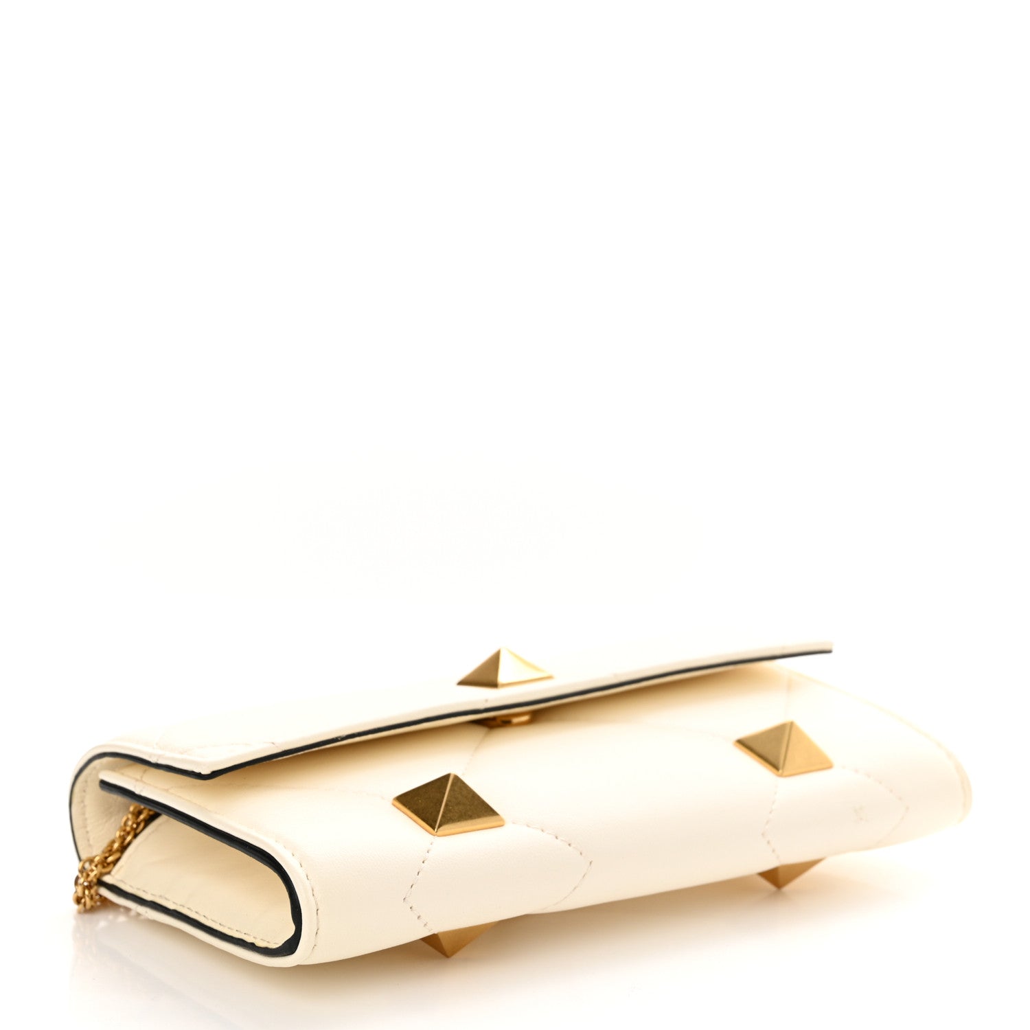 Valentino Garavani Nappa Roman Stud Wallet on Chain Ivory 4 of 14