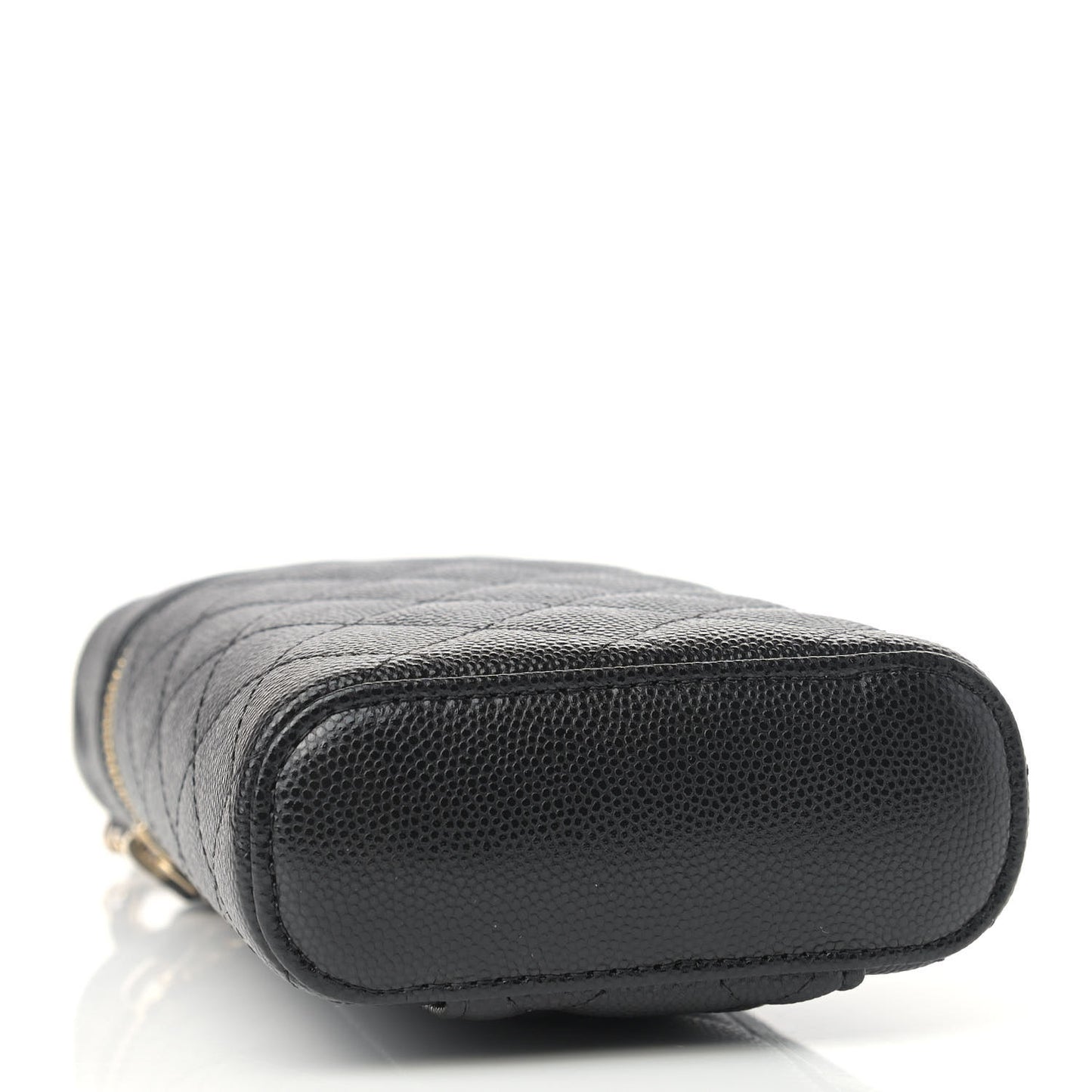 Caviar Quilted Phone Holder With Chain Black