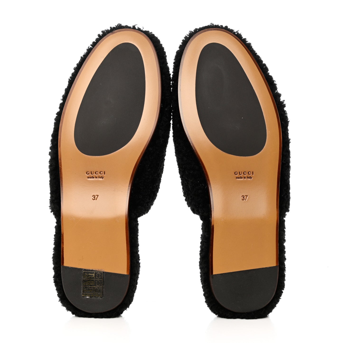 Shearling Interlocking G Womens Eileen Slippers 37 Black Butterscotch