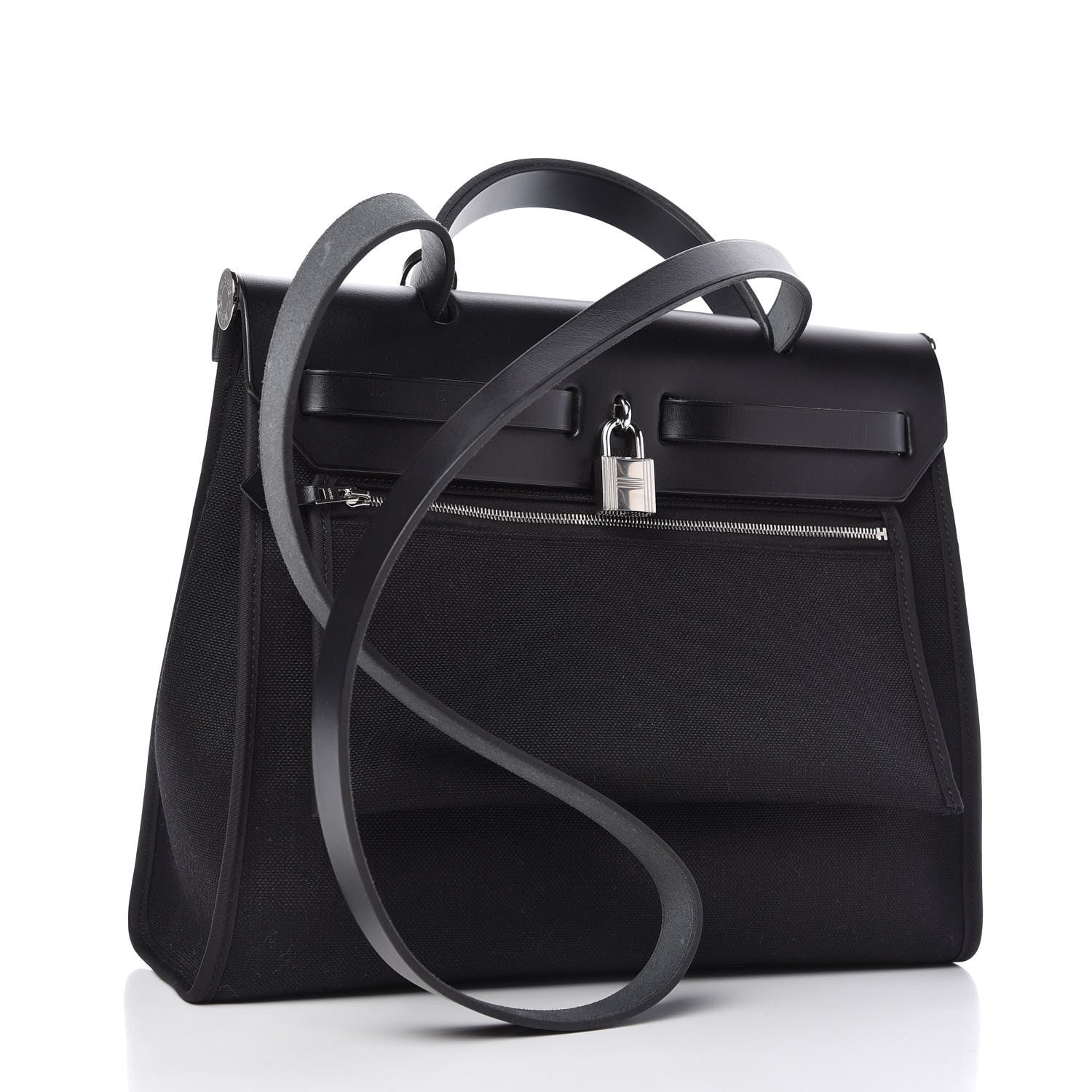 Hermes Military Toile Vache Hunter Herbag Zip PM 31 Black 3 of 11