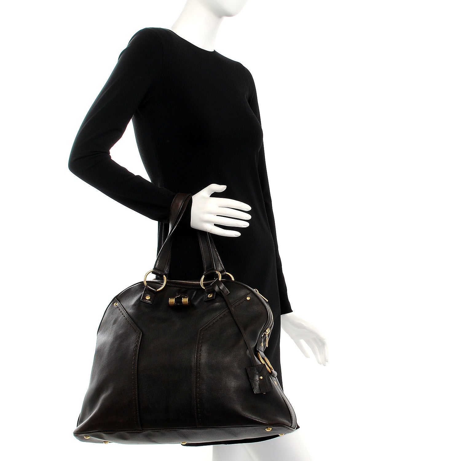 Saint Laurent Calfskin Oversized Muse Brown 2 of 8