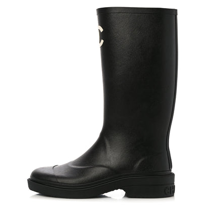 Chanel Caoutchouk CC High Boots 36 Black 1 of 9