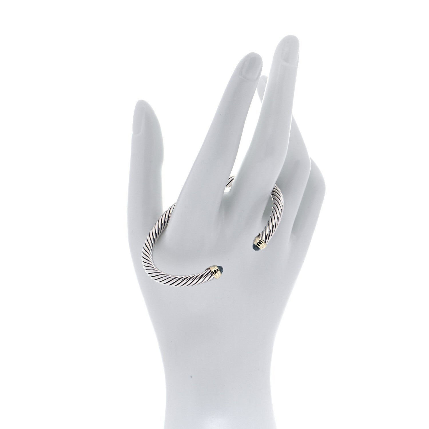 David Yurman Sterling Silver 14K Yellow Gold Blue Topaz 5mm Cable Classics Petite Color Bracelet 2 of 5
