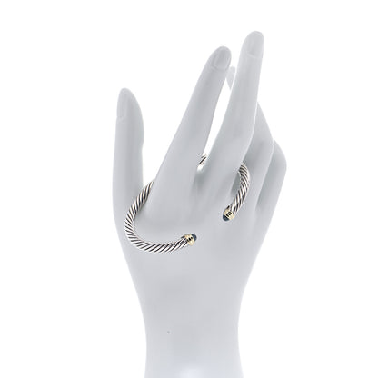 David Yurman Sterling Silver 14K Yellow Gold Blue Topaz 5mm Cable Classics Petite Color Bracelet 2 of 5