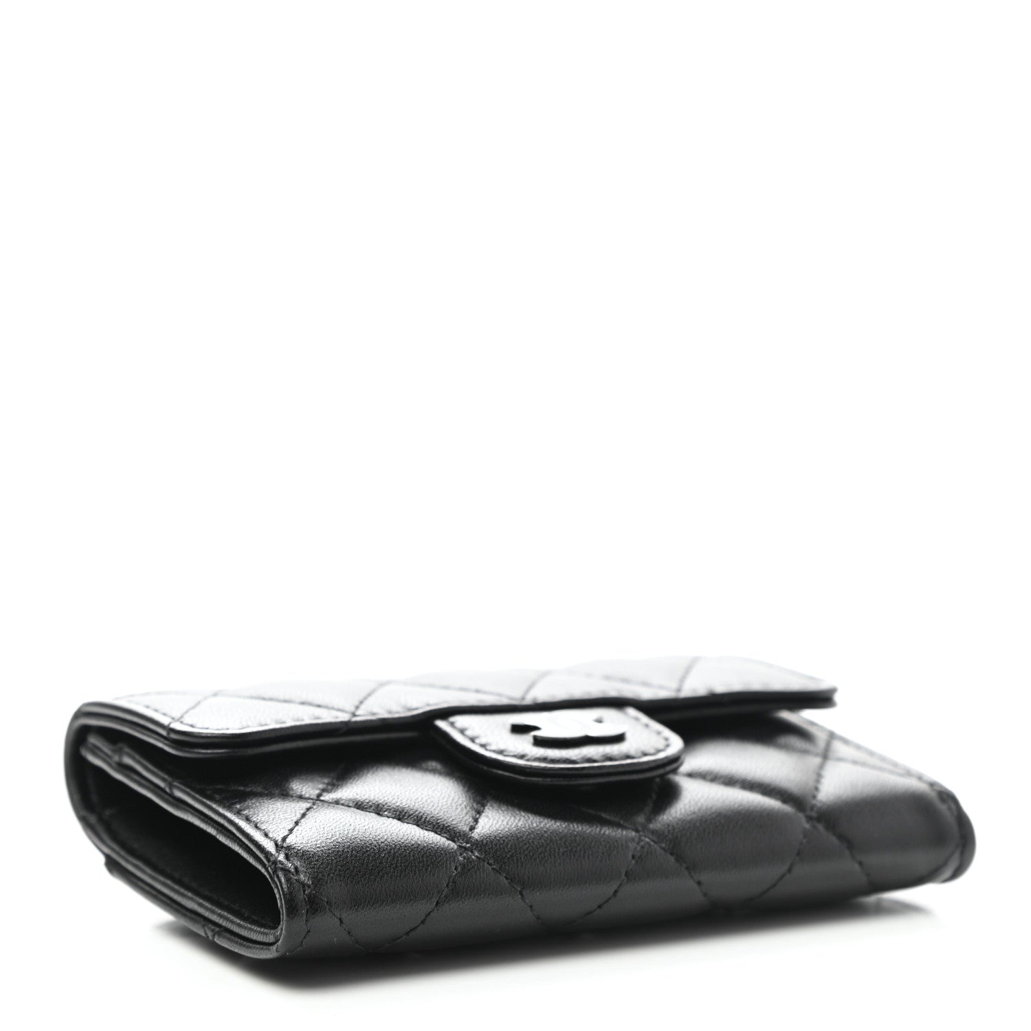 Chanel Lambskin Quilted Flap Card Holder Wallet So Black 4 of 9