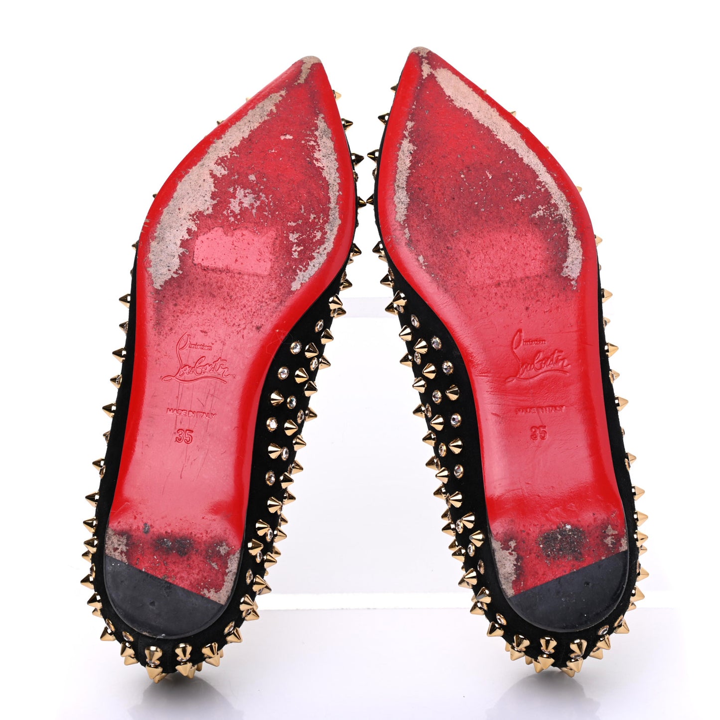 Veau Velours Studded Flats 35 Black