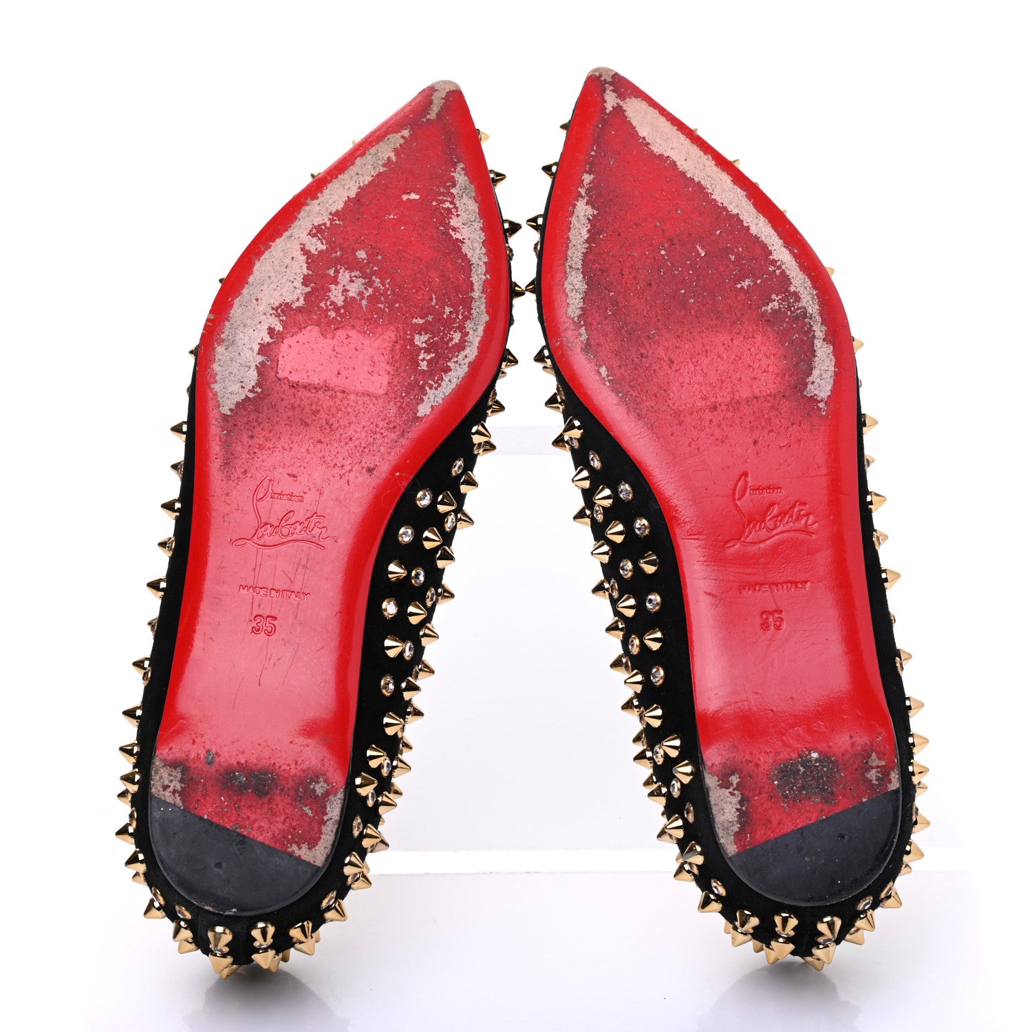 Christian Louboutin Veau Velours Studded Flats 35 Black 5 of 11