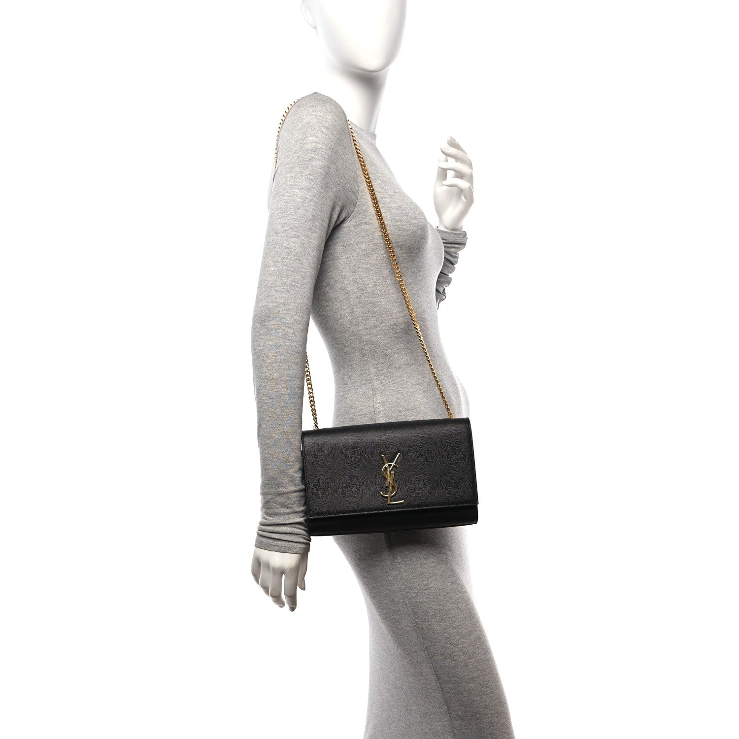 Saint Laurent Grain De Poudre Medium Monogram Kate Satchel Black 2 of 12